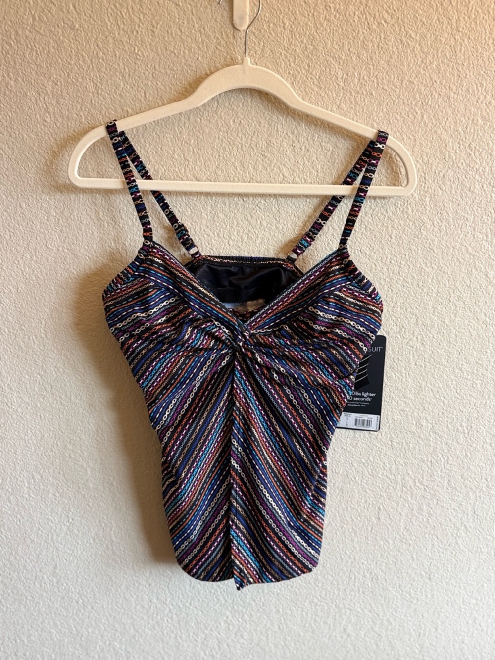 NWT Miraclesuit Shimmer Links Love Knot Underwire Tankini Swim Top Luxury Beach - Picture 2 of 10